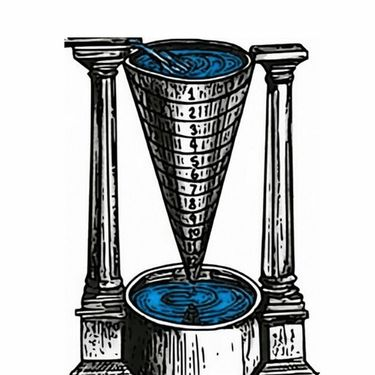 An ancient Greek clepsydra, or water clock, showing markings for hours